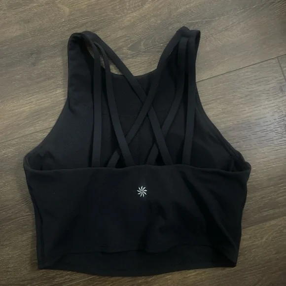Athleta Black Longline Conscious Strappy Crop Bra - Picture 4 of 5